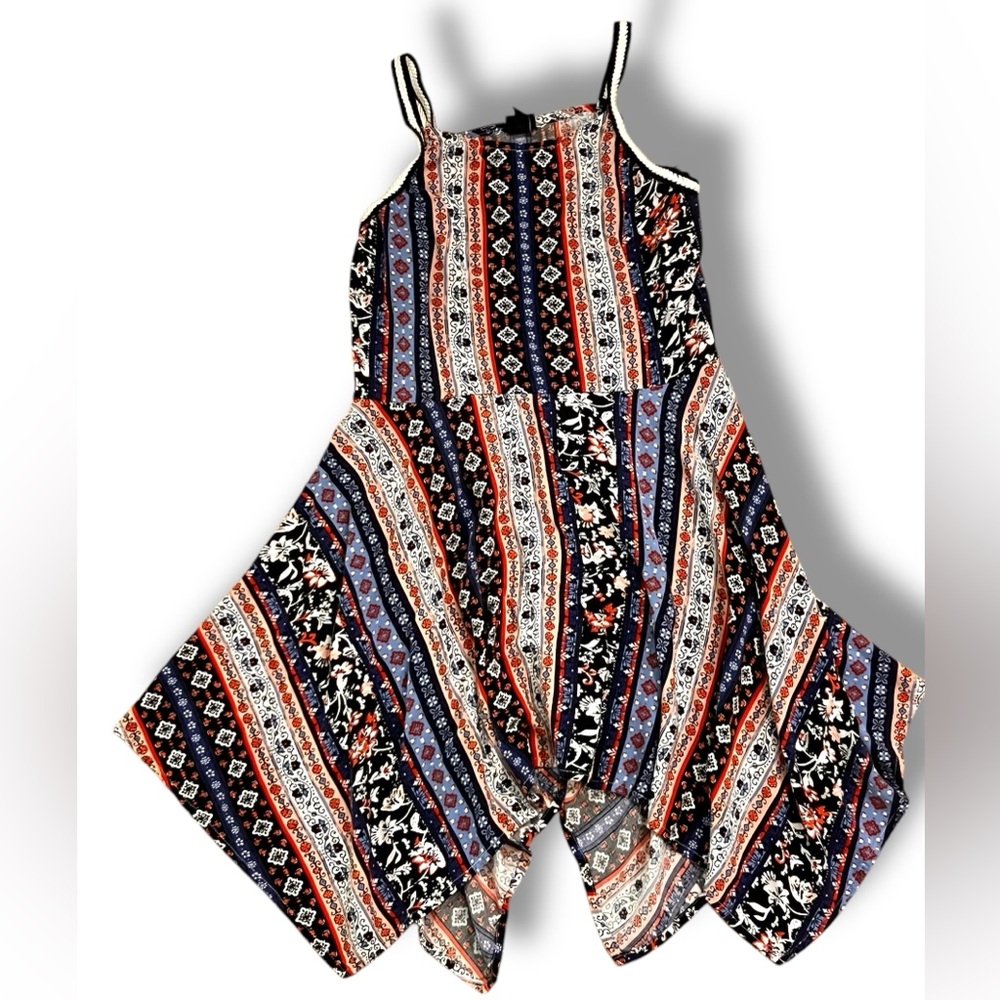 Art Class Girls Boho Blue Summer Tank Sleeveless Midi Handkerchief Dress 7/8